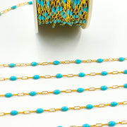 14k Gold Filled Turquoise Color Enamel Satellite Cable Chain